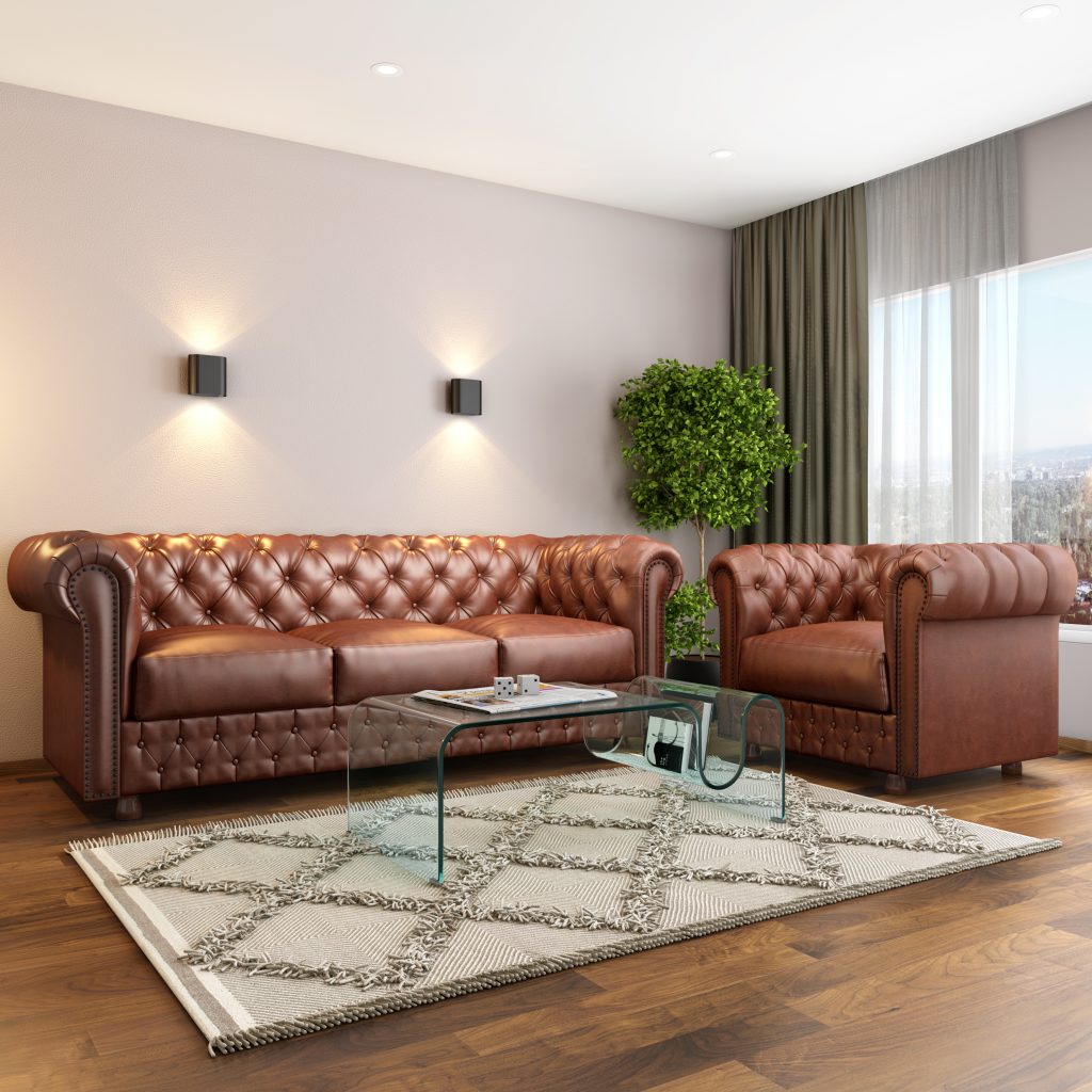 Durian Elton Chesterfield Leatherette Sofa Set