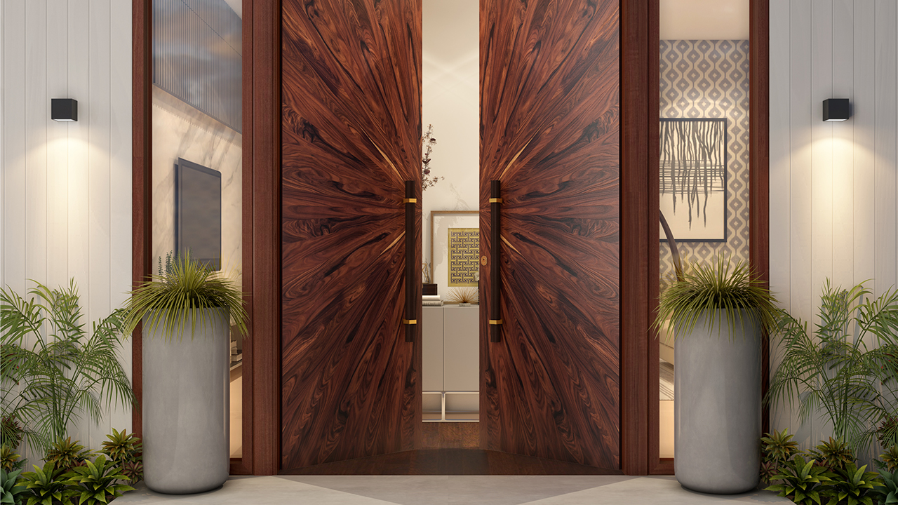 Brown doors Aesthetically designed to leave a good impression on the visitors.