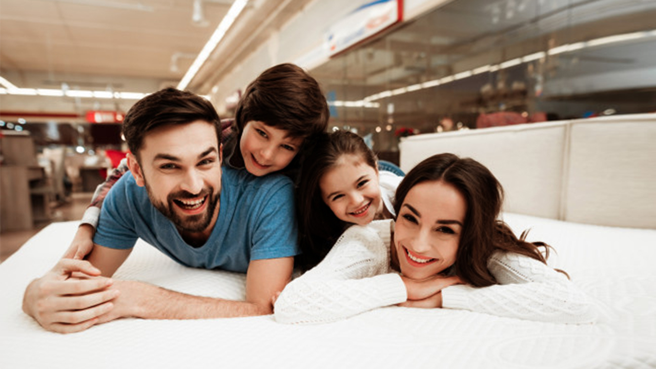 happy family with Comfortable wink mattress
